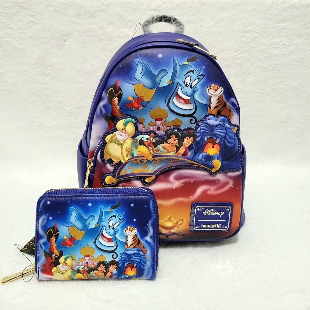 NWT Loungefly Aladdin 30th Anniversary Mini Backpack & Wallet